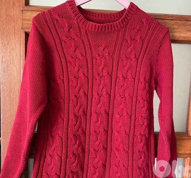red cable knit cotton sweater 7