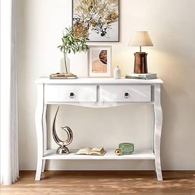 Modern Side Table with 2 Wooden Drawers