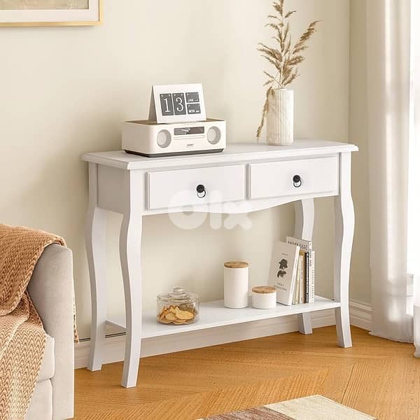 Modern Side Table with 2 Wooden Drawers 4