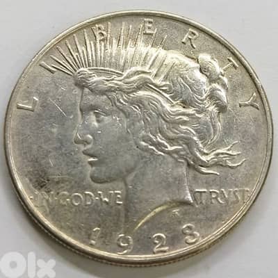 One peace Dollar 1923.26g Silver 100$