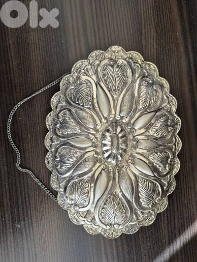 Vintage silver mirror and fruit bowl