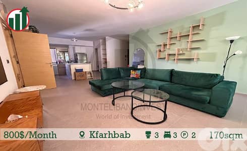 Fully Furnished Apartment for Rent in Kfarhbab !!