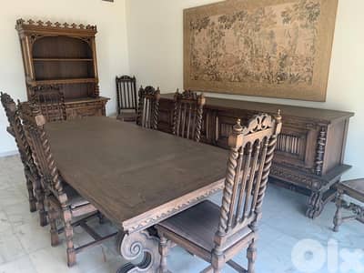 Ultra-rare regency spanish oak dining set