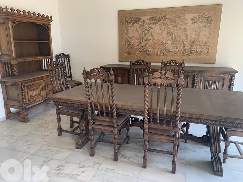 Ultra-rare regency spanish oak dining set 1