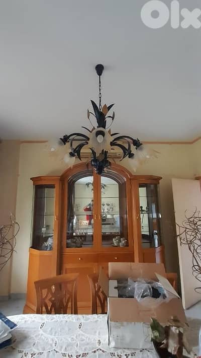 FER forge tables and chandeliers
