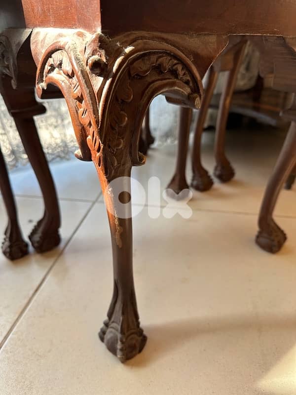 Burr Walnut & Carved Nest of 3 Tables Circa 1930s 1