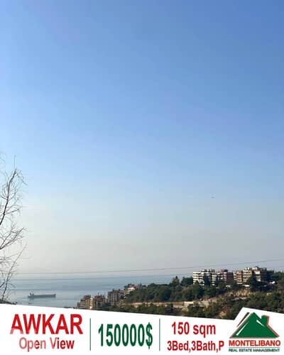 150 sqm Apartment For Sale in Awkar (عوكر) with Open View