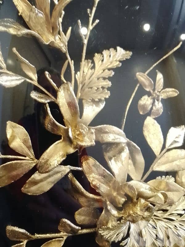 Vintage Flora Hawaii Hawaiian Fern 24k Gold Dipped Oval Frame 2