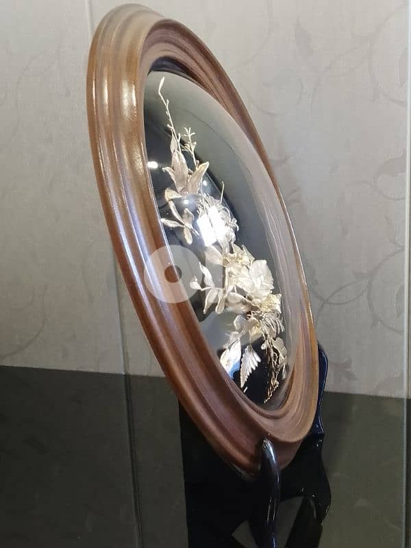 Vintage Flora Hawaii Hawaiian Fern 24k Gold Dipped Oval Frame 7