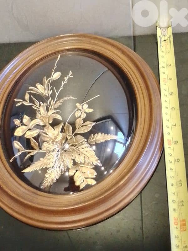 Vintage Flora Hawaii Hawaiian Fern 24k Gold Dipped Oval Frame 9