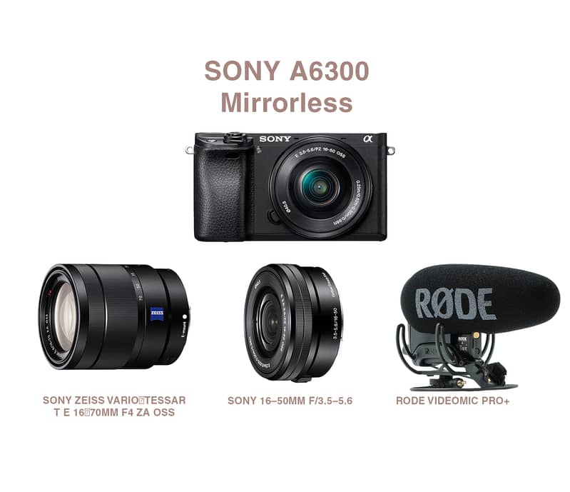 Camera bundle: Sony A6300_2 x lense (Zeiss+Sony) + Rode Microphone pro 1