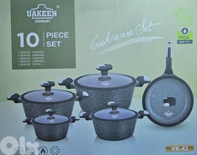 set granite cookware casserole UAKEEN VK-42  طقم طناجر الماني
