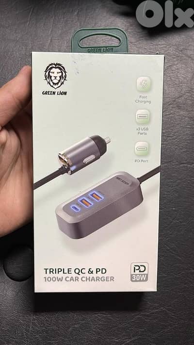 Green lion triple QC&PD 100w car charger
