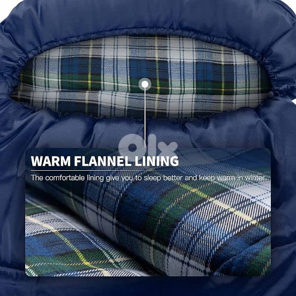Forceatt Sleeping Bag 3~4 Seasons, -5°C Flannel and 20°C Polyester 2