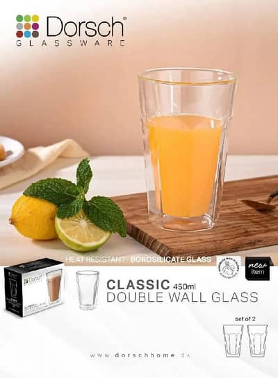 كوب زجاج مزدوج الشكل كلاسيكي
