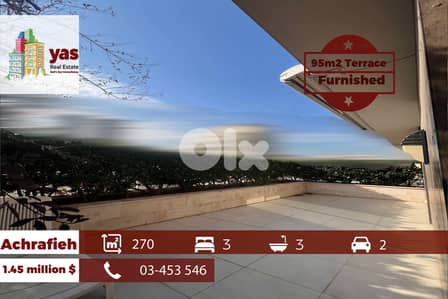 Achrafieh 270m2 | 95m2 Terrace | Furnished | Calm Area | Sea View | OH