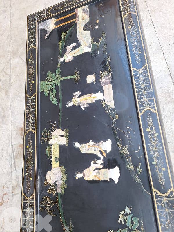 طاولة صالون مميزة صيني انتيك قديم مرصعة احجار كريمة 2