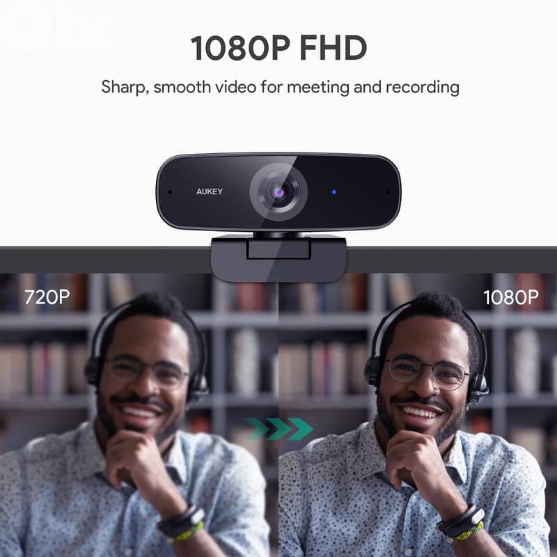 AUKEY 1080P Webcam with Microphone – Plug & Play 1