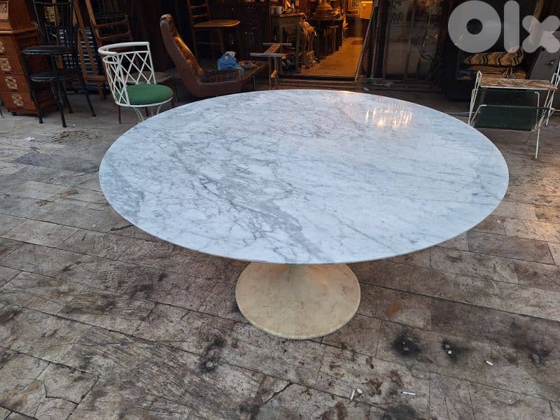 Vintage Tulip Dining Table with Carrara Marble Top by ,knoll 3