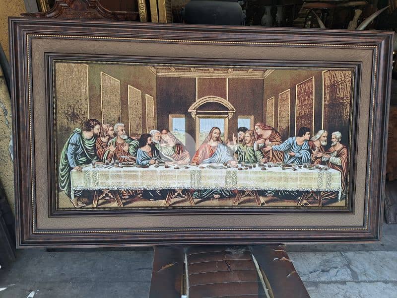 لوحة اوبيسون حرير العشاء السري مميزة مع كادر خشب 1