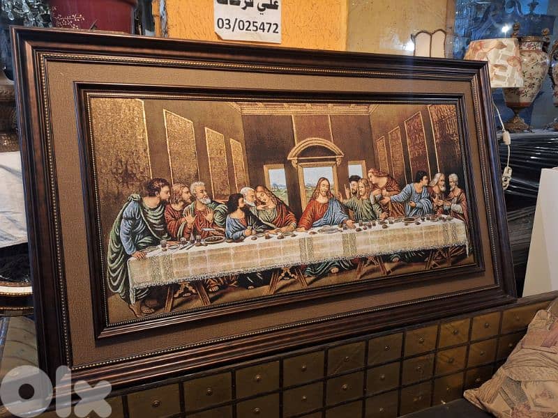 لوحة اوبيسون حرير العشاء السري مميزة مع كادر خشب 3