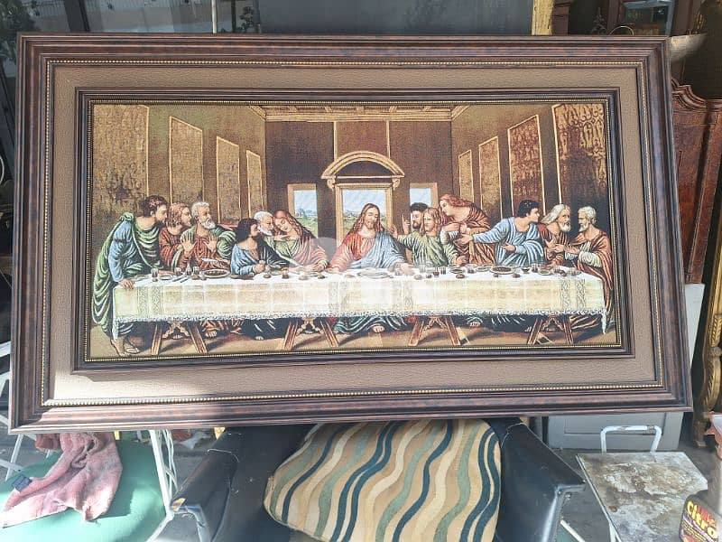 لوحة اوبيسون حرير العشاء السري مميزة مع كادر خشب 4