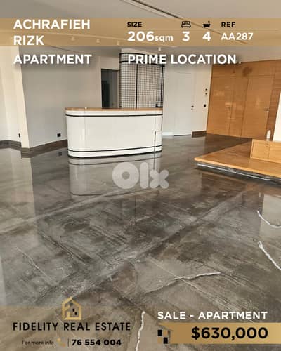 Apartment for sale in Achrafieh AA287 شقة للبيع في الأشرفية
