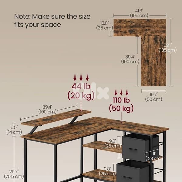 Corner Desk with Drawers and Monitor Stand 5