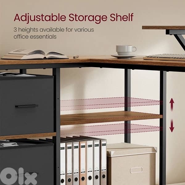 Corner Desk with Drawers and Monitor Stand 6