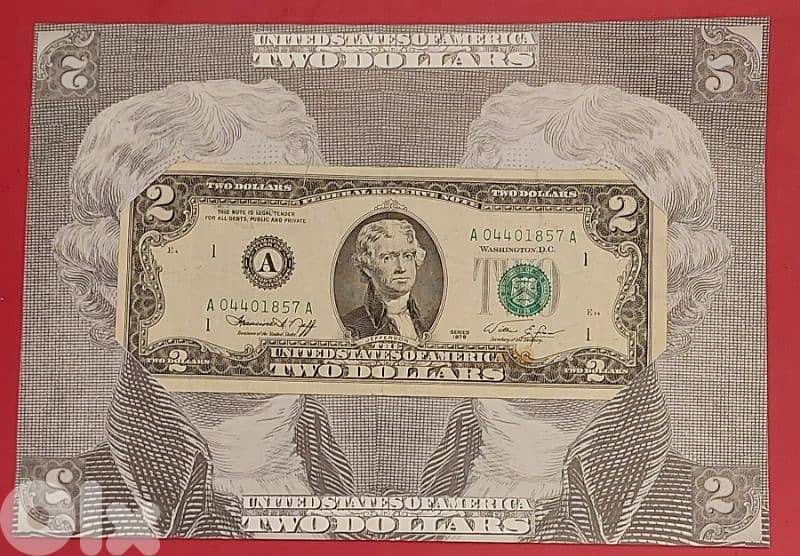 USA $2 Green seal 1976-A S/N A-04401857-A 2