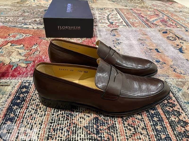 Florsheim dark brown leather penny loafers shoes 6