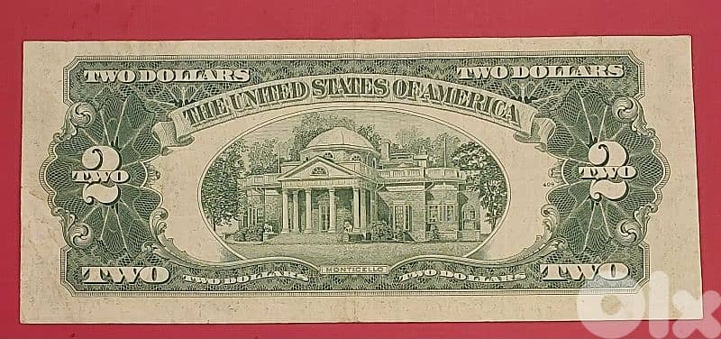 USA $2 Red seal 1953-B miscut error S/N A-67441909-A 1