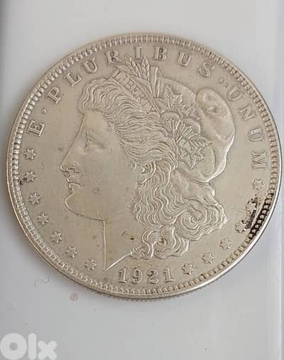 USA silver Morgan Dollar year 1921 weight 26.6 gt& 38 mm diameter