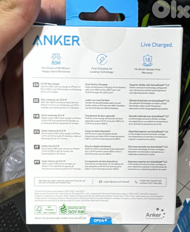 Anker car charger 52w 2 ports A2735H11 17$ 1