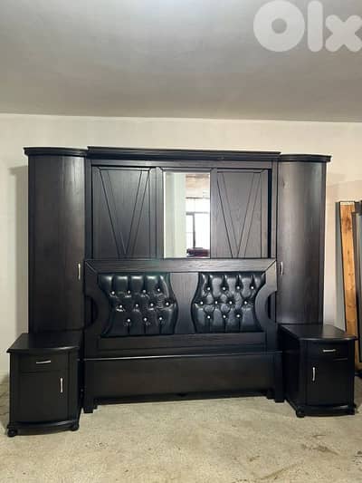 اوضة نوم خشب زان ولاتي ملبسة قشرة سنديان سحاب