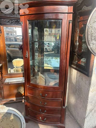 فاترينة كريستال خشب زان انتيك