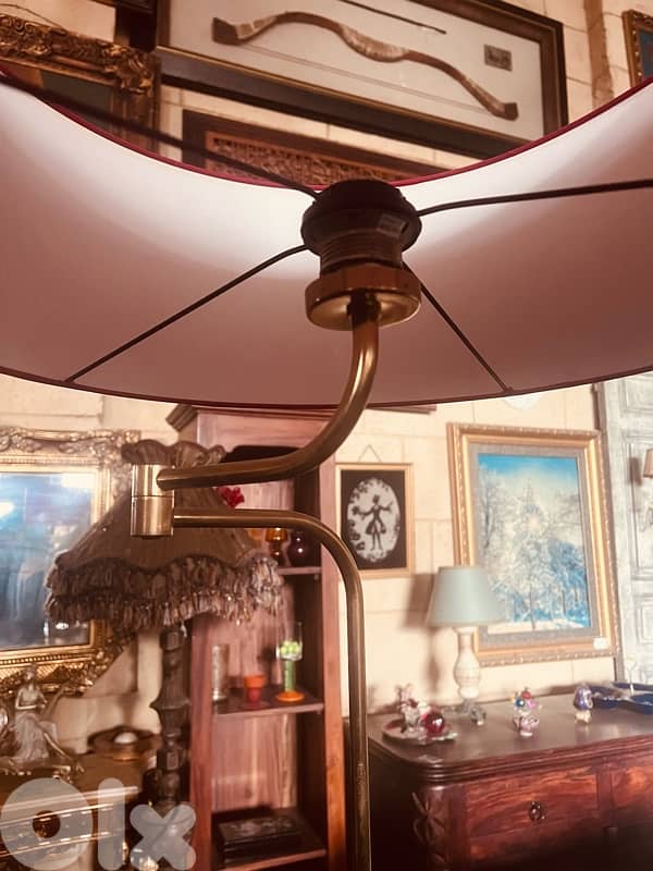 lighting Germany brass floor lamp shade red shade 4