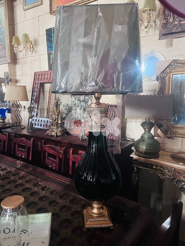 lighting globe brass base and black murano with black shade 5