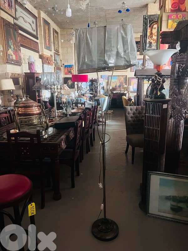 floor lamp brass base with black shade 1