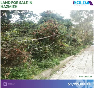 1532m2 Residential land for sale in Hazmieh - أرض للبيع في الحازمية