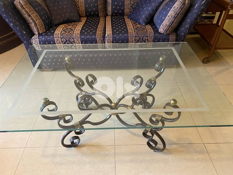 living Room SetCoffee table + 2 seater + corner display cabinet 2