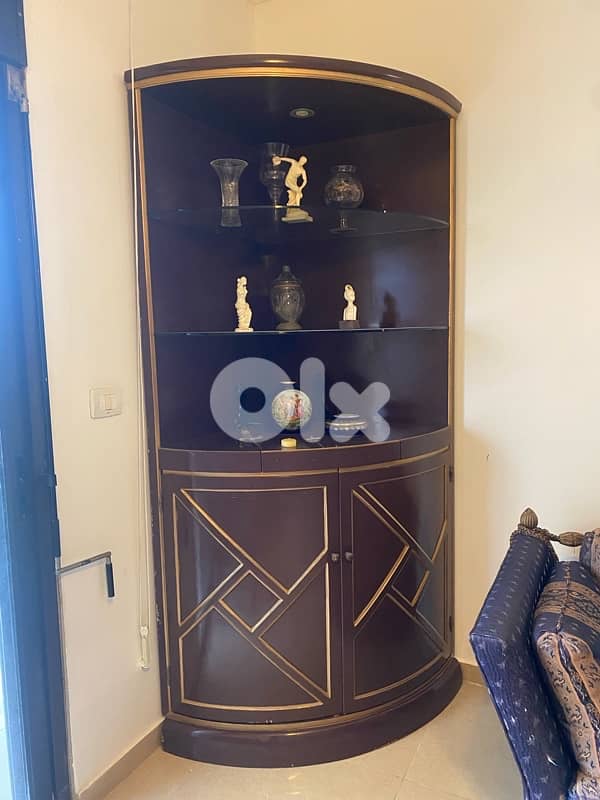 living Room SetCoffee table + 2 seater + corner display cabinet 4