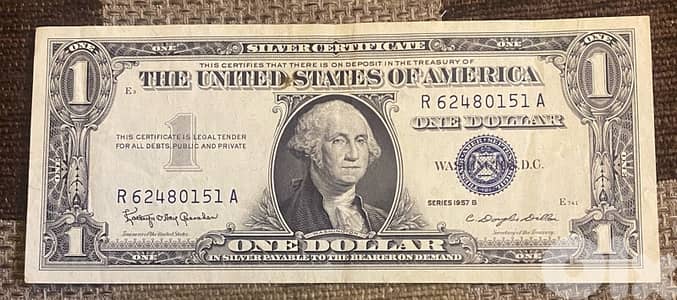 عملة عملات قديمة ١$ اميركي بلو سيل سنة ١٩٥٧