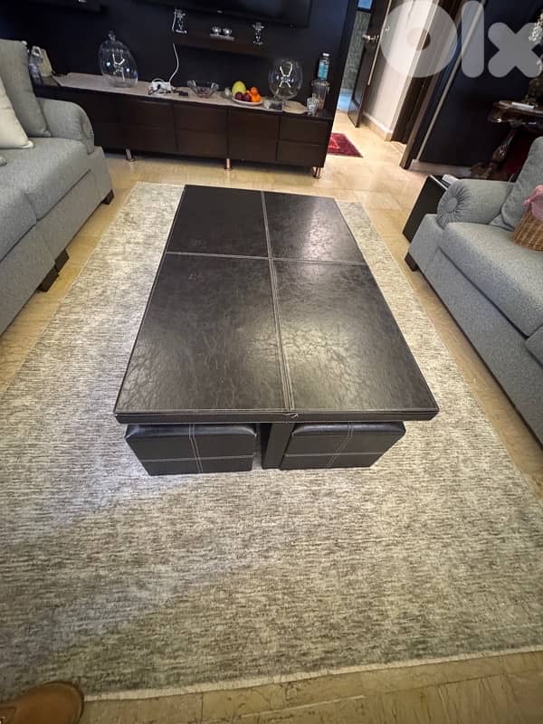 wood table with 4 boxes for storage and 4 boxes of jaroor 2