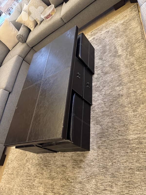 wood table with 4 boxes for storage and 4 boxes of jaroor 3