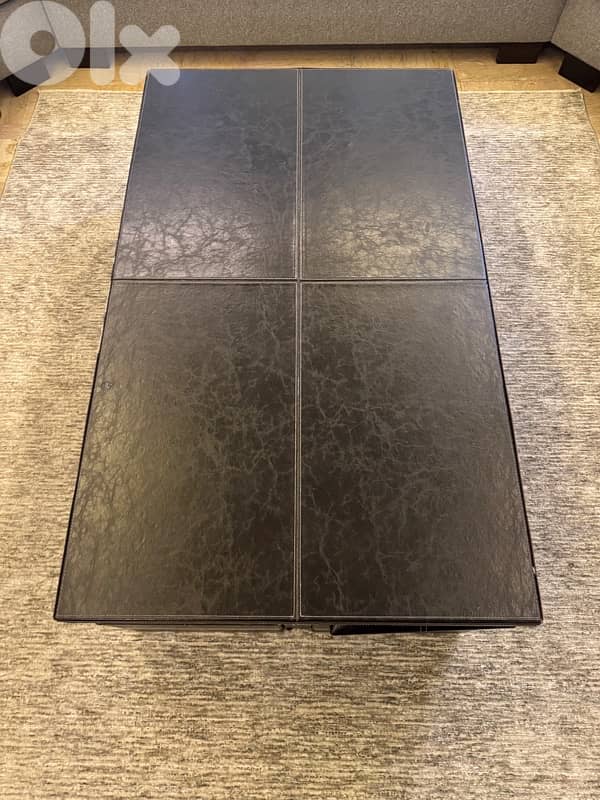 wood table with 4 boxes for storage and 4 boxes of jaroor 4