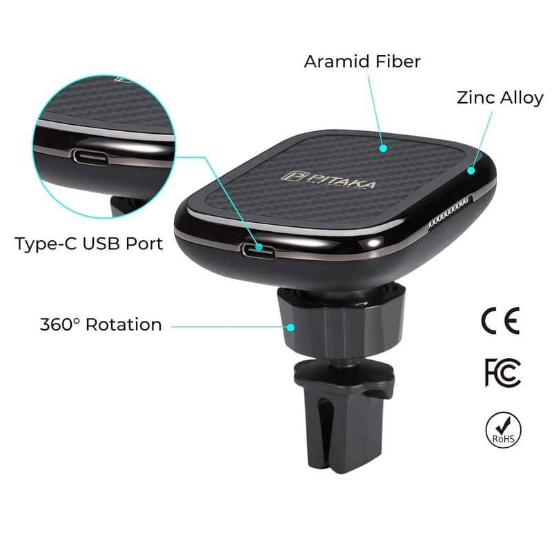 PITAKA MagEZ Mount Qi – Magnetic Wireless Car Charger (Suction Cup) 3