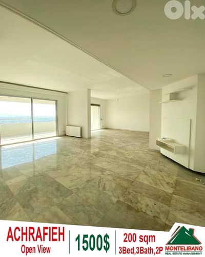 200 sqm Apartment For Rent in Achrafieh (أشرفية) with Open View