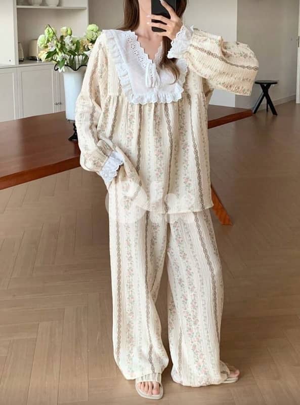 Cotton pyjama set classic French style 2