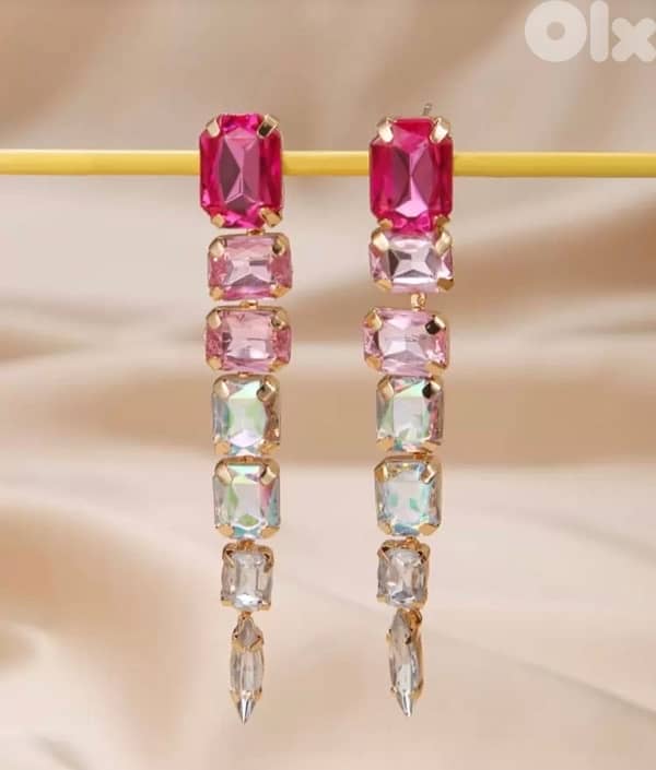Rhinestone Decor Drop Earrings 1